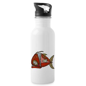 Fisch - Trinkflasche mit integriertem Trinkhalm - Weiß - Rechts