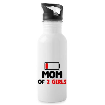 Maman de 2 filles - Gourde avec paille intégrée - blanc - Droite