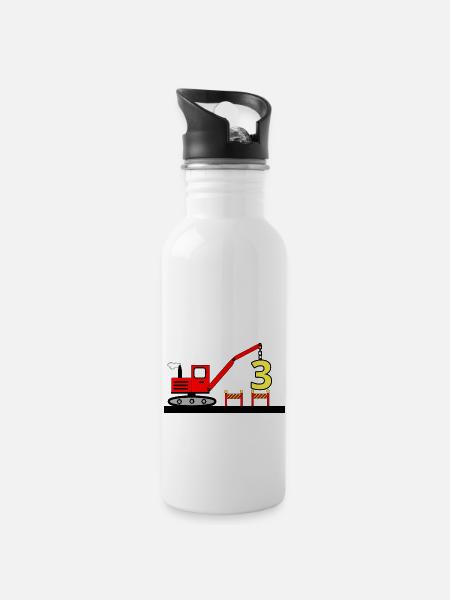 Bagger - Trinkflasche mit integriertem Trinkhalm - Weiß