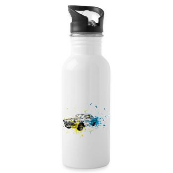 Oldtimer splash - Trinkflasche mit integriertem Trinkhalm - Weiß - Rechts