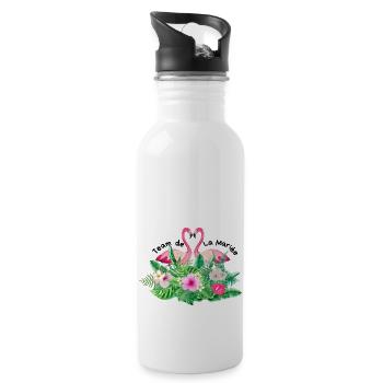 Team de la mariée flamingo tropical - Gourde avec paille intégrée - blanc - Droite