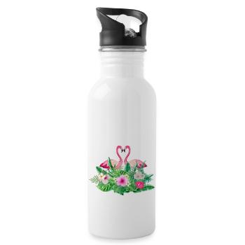Team de la mariée flamingo tropical - Gourde avec paille intégrée - blanc - Droite
