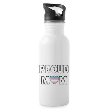 Stolze Mama Trans Flagge Herz - Trinkflasche mit integriertem Trinkhalm - Weiß - Rechts