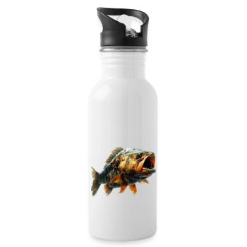 Piranha in photorealistic Style - Trinkflasche mit integriertem Trinkhalm - Weiß - Rechts