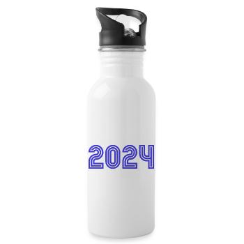 2024. ANNEE. BONNE ANNEE. SAINT SYLVESTRE - Gourde avec paille intégrée - blanc - Droite