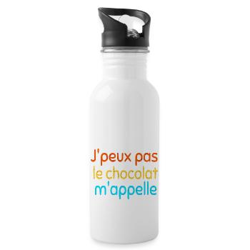 J' peux pas, le chocolat m'appelle - Gourde avec paille intégrée - blanc - Droite