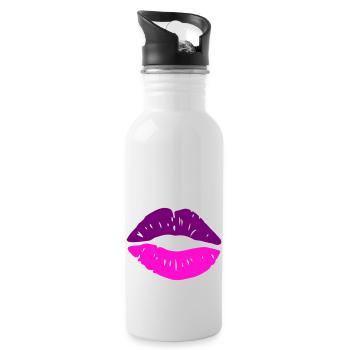 lippen kuss - Trinkflasche mit integriertem Trinkhalm - Weiß - Rechts