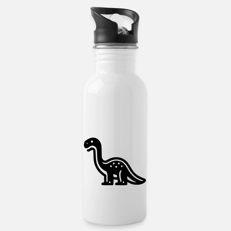 Dinosaur - Water bottle with straw - white