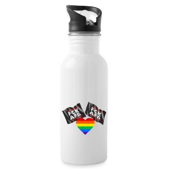 LGBTQ+ - FCKAFD - Trinkflasche mit integriertem Trinkhalm - Weiß - Rechts