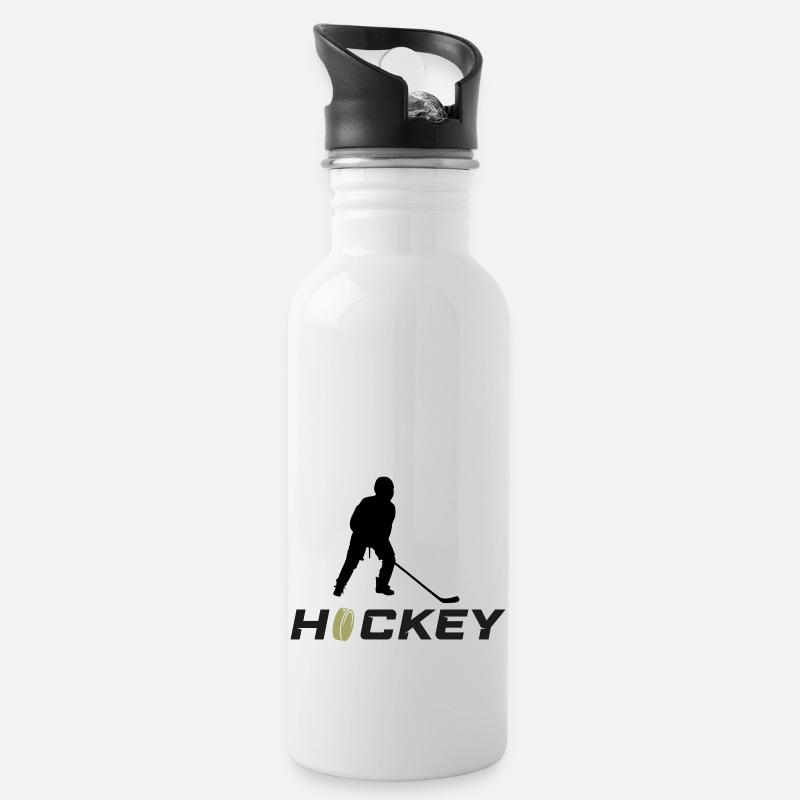 hockey - Gourde avec paille intégrée - blanc