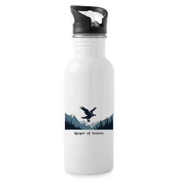 Crow keeper of secrets - Water bottle with straw - white - Right