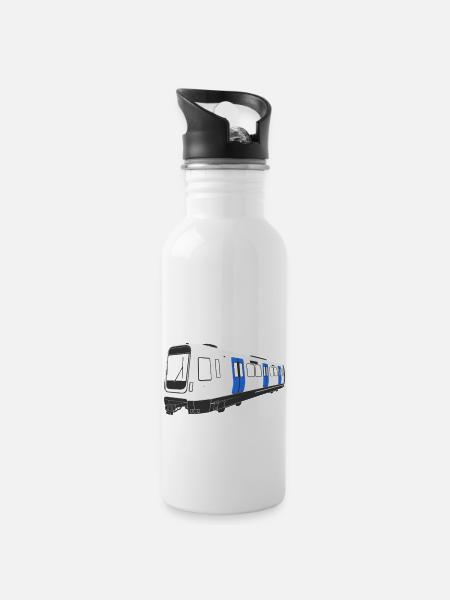Stockholmer U-Bahn C30 - Trinkflasche mit integriertem Trinkhalm - Weiß