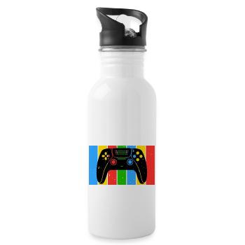 Vintage Retro Gaming Controller - Water bottle with straw - white - Right