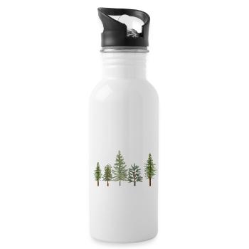 Tree Pine Trees for Winter Lovers - Gift - Water bottle with straw - white - Right