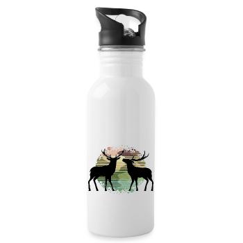 Hirsch - Trinkflasche mit integriertem Trinkhalm - Weiß - Rechts
