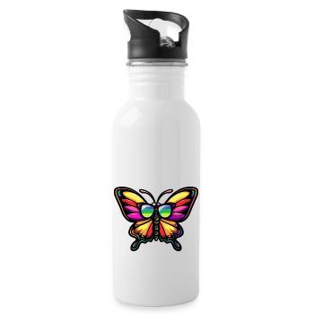 Papillon Bande Dessinée Cool - Gourde avec paille intégrée - blanc - Droite