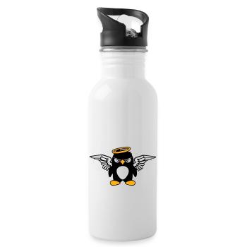 Penguin Angel Wings Halo Holy Flies - Water bottle with straw - white - Right