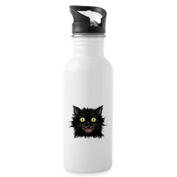 A Nervous Black Cat - Water bottle with straw - white - Right