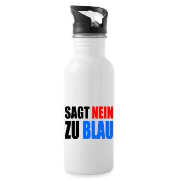 sagt nein zu blau - afd - Trinkflasche mit integriertem Trinkhalm - Weiß - Rechts