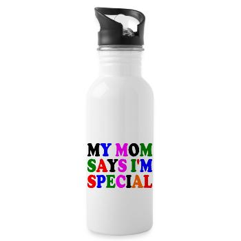 my mom says i'm special - Trinkflasche mit integriertem Trinkhalm - Weiß - Rechts