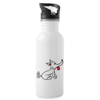 Dog wagging excited cute happy - Water bottle with straw - white - Right