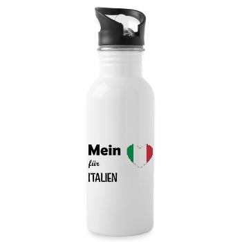 Mein Herz für Italien - Trinkflasche mit integriertem Trinkhalm - Weiß - Rechts