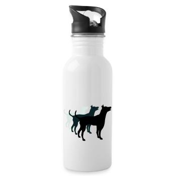 3 Dogs Silhouette Team Crew Friends - Water bottle with straw - white - Right