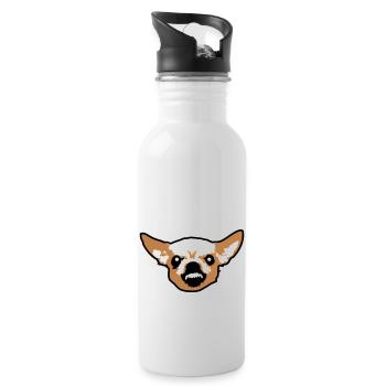 Chihuahua Kleiner Hund Böse Knirschen Nervig Wut - Trinkflasche mit integriertem Trinkhalm - Weiß - Rechts