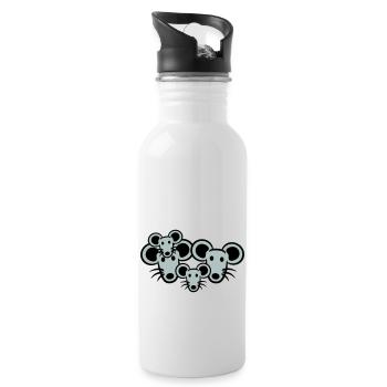 4 Mice Family Two Children Mom Dad Parents Cute - Water bottle with straw - white - Right