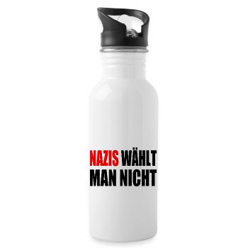 nazis wählt man nicht - Trinkflasche mit integriertem Trinkhalm - Weiß - Rechts