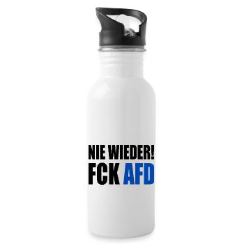 Fuck afd - Nie wieder ist jetzt - Trinkflasche mit integriertem Trinkhalm - Weiß - Rechts