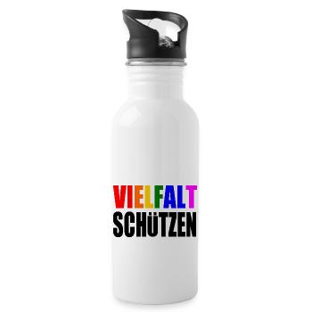 vielfalt schützen - Trinkflasche mit integriertem Trinkhalm - Weiß - Rechts