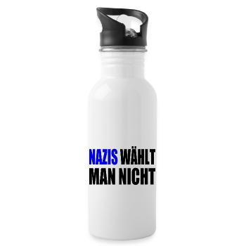 nazis wählt man nicht - Trinkflasche mit integriertem Trinkhalm - Weiß - Rechts