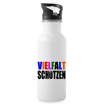 vielfalt schützen - Trinkflasche mit integriertem Trinkhalm - Weiß - Rechts