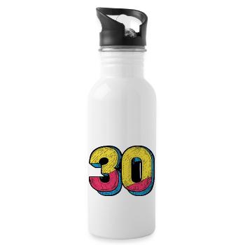 30 Number Colorful - Water bottle with straw - white - Right