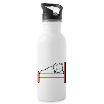 oiseau dort lit fatigué nuit récupérer couverture paresseuse - Gourde avec paille intégrée - blanc - Droite