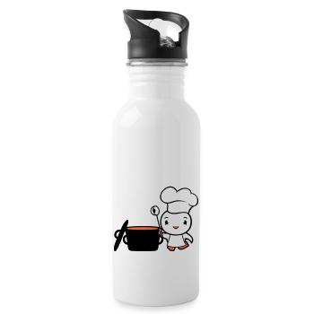 Bird Chef Cooking Pot Duck Delicious Hunger Food - Water bottle with straw - white - Right