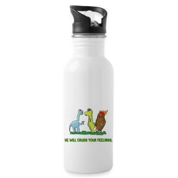 Dinosaur Feelings Funny Dino Couple Sarcasm Design - Water bottle with straw - white - Right