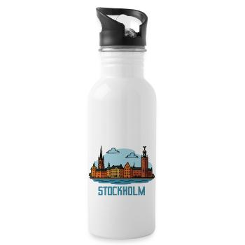 Ville de Stockholm - Gourde avec paille intégrée - blanc - Droite