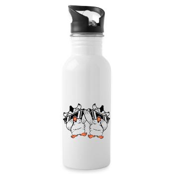 2 Eulen Dabbing Dab Dance Pose Geste Sonnenbrille - Trinkflasche mit integriertem Trinkhalm - Weiß - Rechts