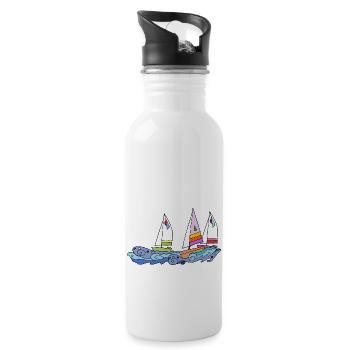 Segelboot - Trinkflasche mit integriertem Trinkhalm - Weiß - Rechts