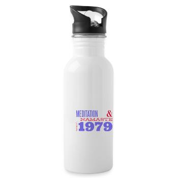 Meditieren seit 1979 - 46 Jahre innere Ruhe - - Trinkflasche mit integriertem Trinkhalm - Weiß - Rechts