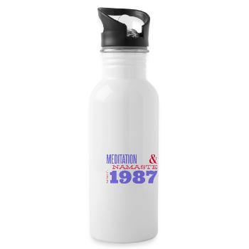 Namaste - Meditating Since 1987 - 38 Years of Zen - Water bottle with straw - white - Right