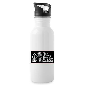 House Villa Property - Water bottle with straw - white - Right