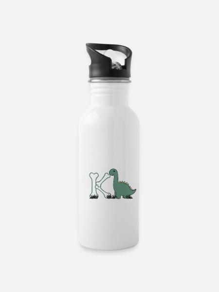 Buchstabe K - Trinkflasche mit integriertem Trinkhalm - Weiß