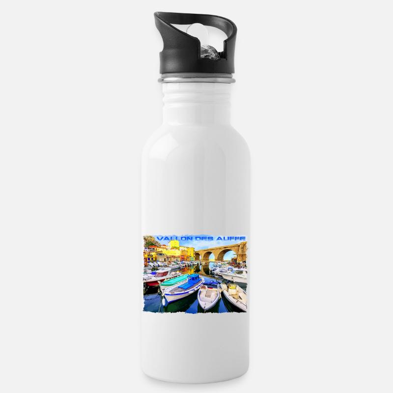 Vallon des Auffes Marseille - Gourde avec paille intégrée - blanc