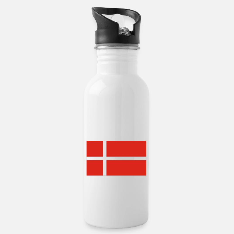 Dänemark - Trinkflasche mit integriertem Trinkhalm - Weiß