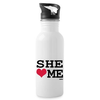 she loves me by wam - Trinkflasche mit integriertem Trinkhalm - Weiß - Rechts