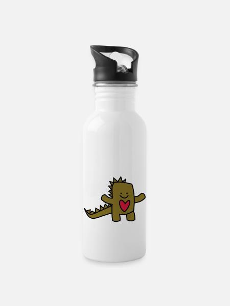 liebes-monster - Trinkflasche mit integriertem Trinkhalm - Weiß