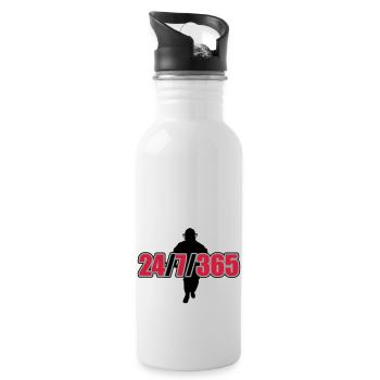 24 / 7 / 365 - Firefighter - Trinkflasche mit integriertem Trinkhalm - Weiß - Rechts